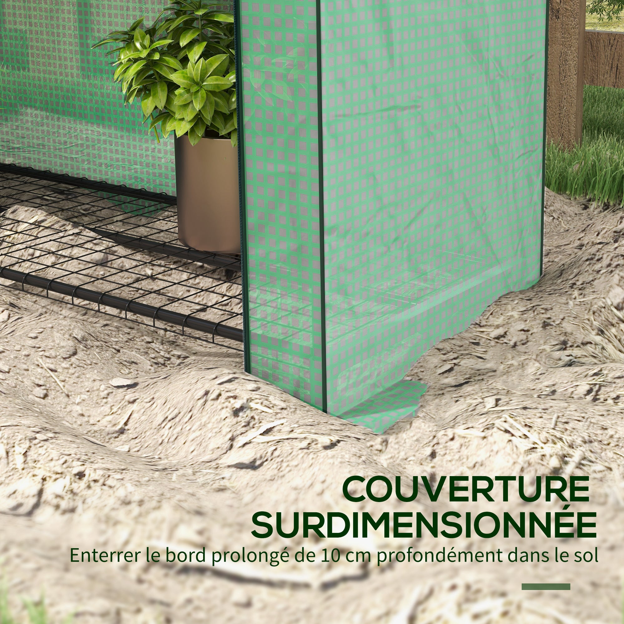Garden Greenhouse PE with 4 Levels Shelves, Balcony Greenhouse, Reinforced 135 g/m² Cover, Steel Frame, Roll-Up Zippered Door, for Vegetables Plants Flowers, 120 x 50 x 170 cm, Green