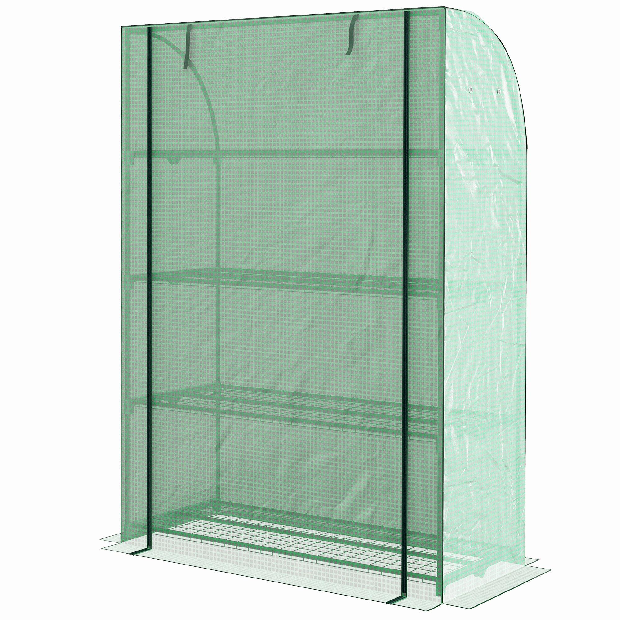 Garden Greenhouse PE with 4 Levels Shelves, Balcony Greenhouse, Reinforced 135 g/m² Cover, Steel Frame, Roll-Up Zippered Door, for Vegetables Plants Flowers, 120 x 50 x 170 cm, Green
