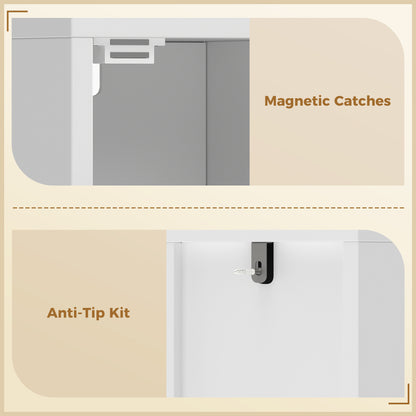 Slim Tall Bathroom Cabinet with Drawer, Arched Doors & Open Shelf, Adjustable Shelves — 7.9 in W x 7.9 in D x 72.8 in H (20 x 20 x 185 cm), White