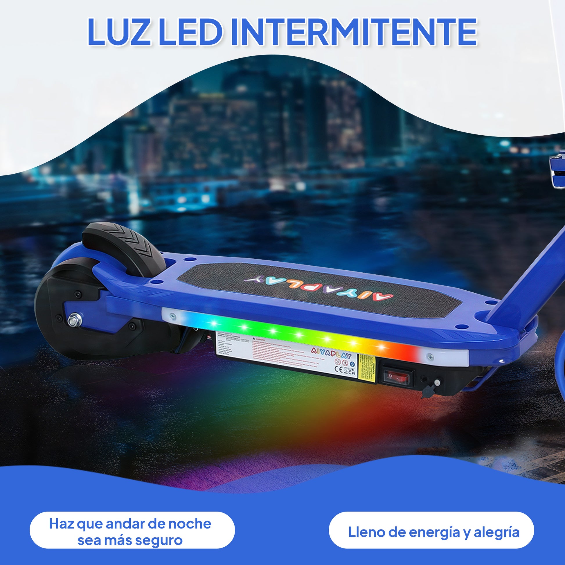 Electric Scooter for Kids 6-14 Years Electric Scooter Max. 10 km/h 80 W Motor Maximum Autonomy 8 km Children's Electric Scooter with LED Lights Rear Brake Blue