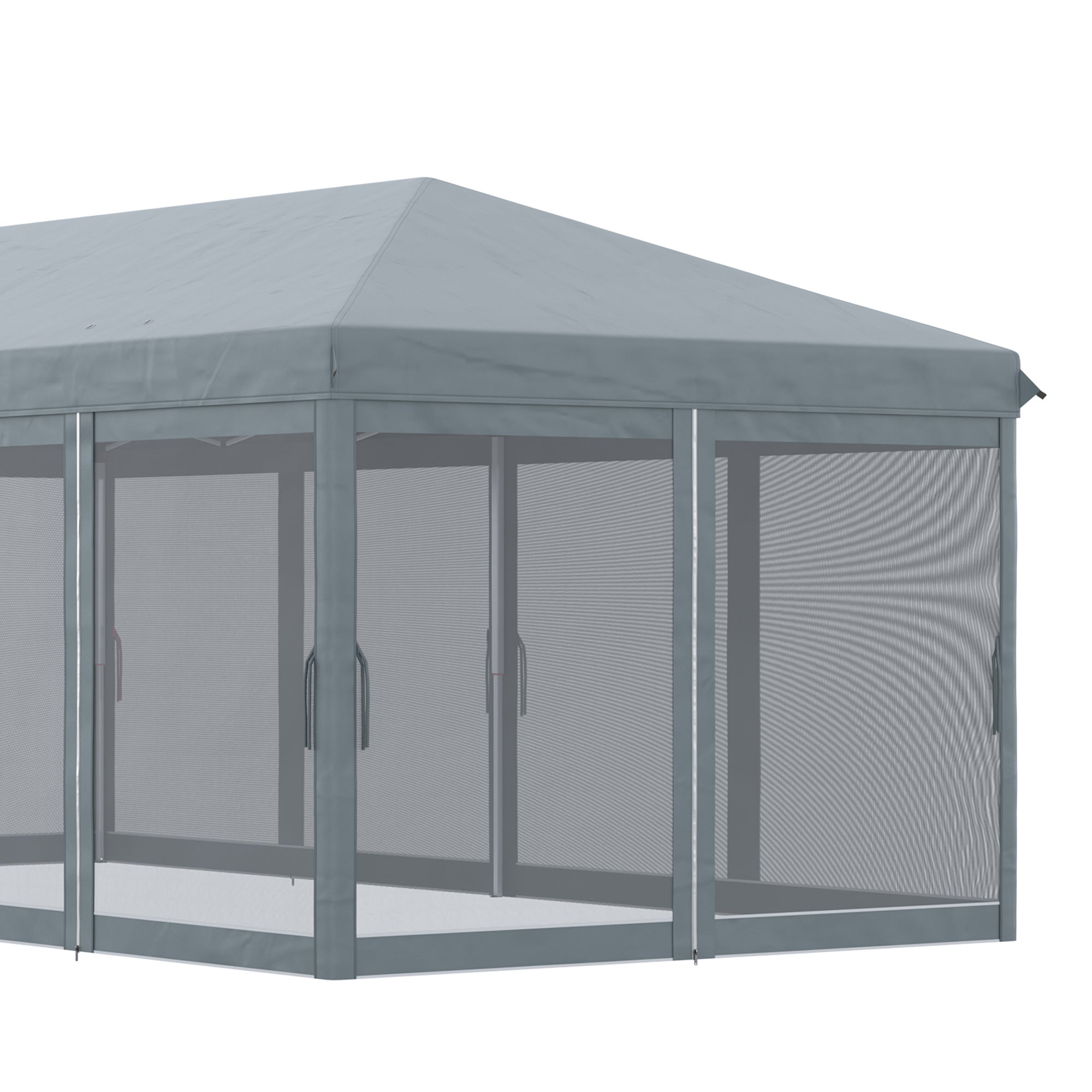 Pop-Up Folding Gazebo 6x3 m with 6 Anti-UV Mesh Sidewalls and Carrying Bag for Camping Parties Gray