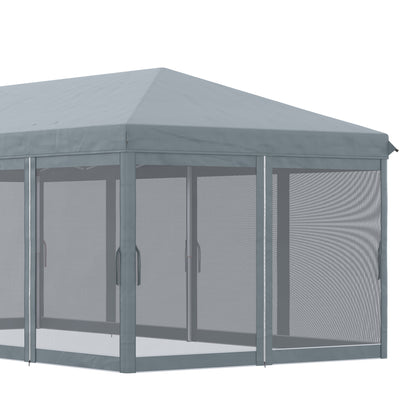 Pop-Up Folding Gazebo 6x3 m with 6 Anti-UV Mesh Sidewalls and Carrying Bag for Camping Parties Gray