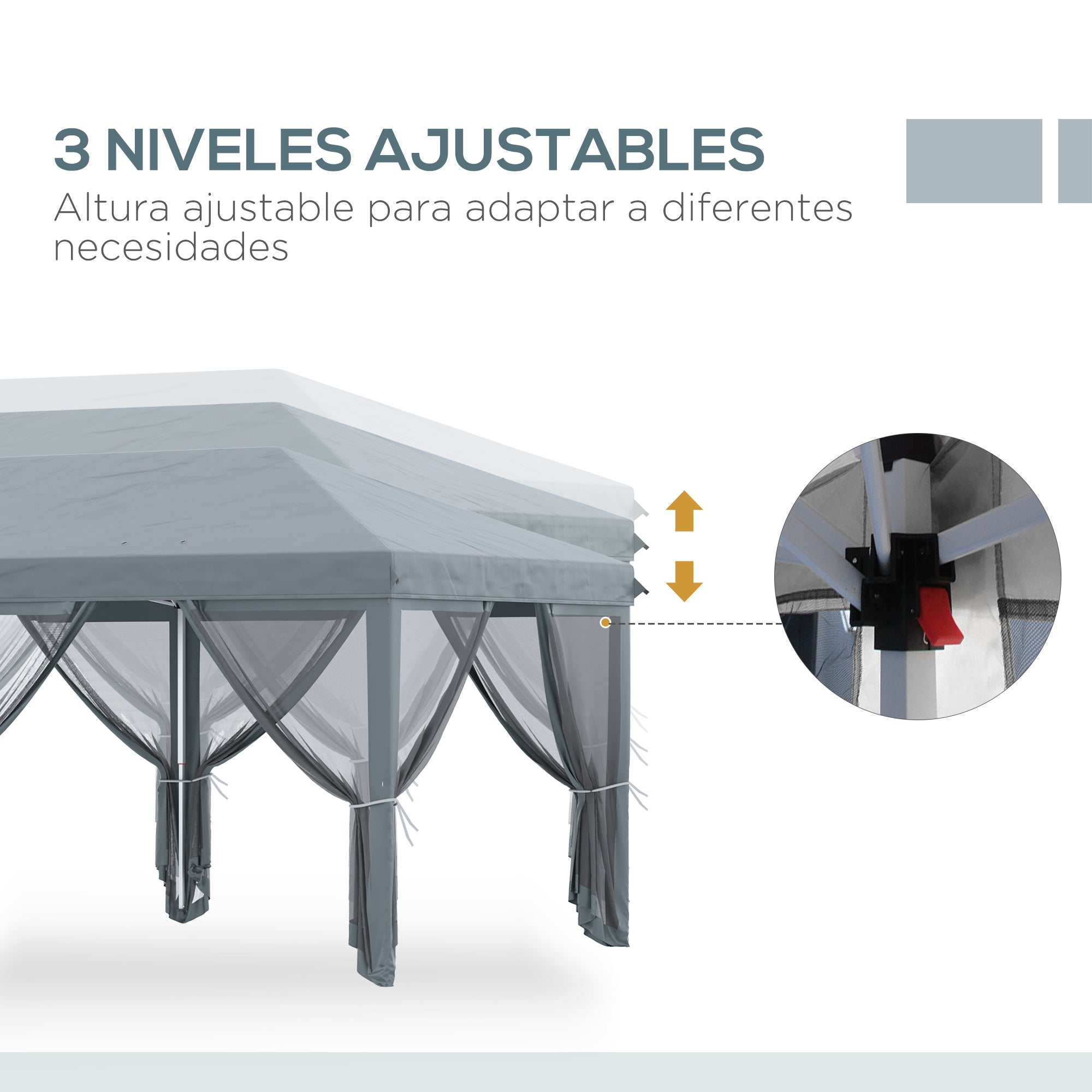 Pop-Up Folding Gazebo 6x3 m with 6 Anti-UV Mesh Sidewalls and Carrying Bag for Camping Parties Gray