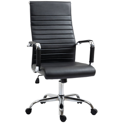 Office Chair Ergonomic Desk Chair with Tilt Function Executive Chair Height Adjustable Swivel Chair Padded Faux Leather Foam Black 54 x 62 x 104-114 cm