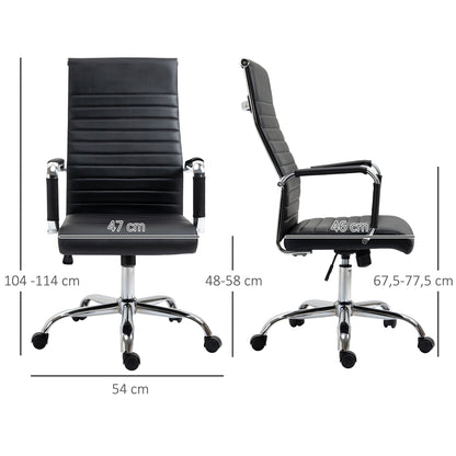 Office Chair Ergonomic Desk Chair with Tilt Function Executive Chair Height Adjustable Swivel Chair Padded Faux Leather Foam Black 54 x 62 x 104-114 cm
