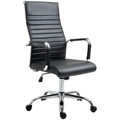Office Chair Ergonomic Desk Chair with Tilt Function Executive Chair Height Adjustable Swivel Chair Padded Faux Leather Foam Black 54 x 62 x 104-114 cm