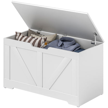 Bedroom Storage Chest 100 L Storage Bench with Safety Hinge for Hallway Living Room 80x40x45 cm White
