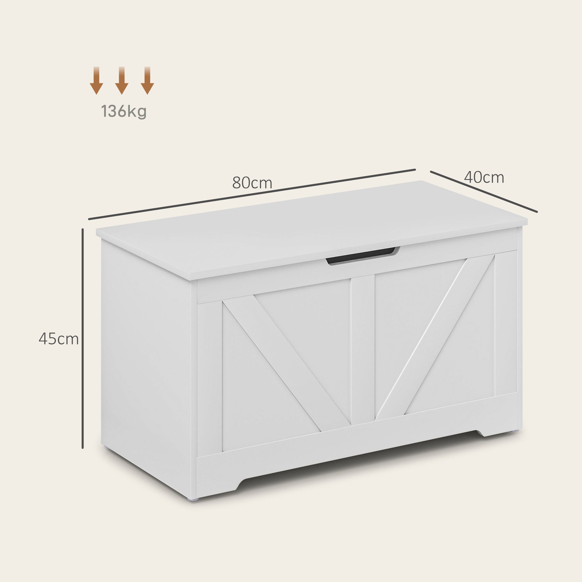 Bedroom Storage Chest 100 L Storage Bench with Safety Hinge for Hallway Living Room 80x40x45 cm White