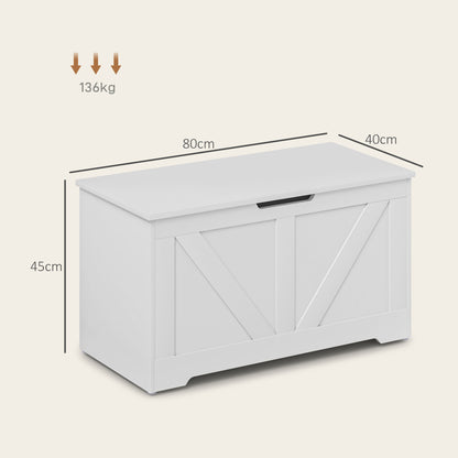 Bedroom Storage Chest 100 L Storage Bench with Safety Hinge for Hallway Living Room 80x40x45 cm White