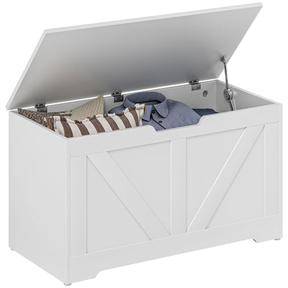 Bedroom Storage Chest 100 L Storage Bench with Safety Hinge for Hallway Living Room 80x40x45 cm White