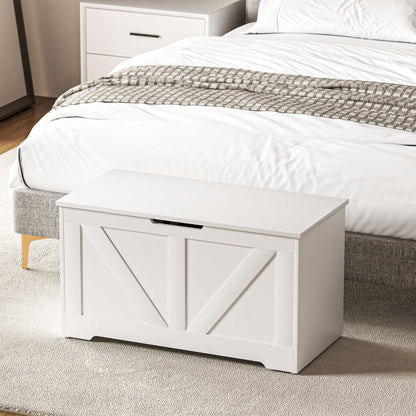 Bedroom Storage Chest 100 L Storage Bench with Safety Hinge for Hallway Living Room 80x40x45 cm White