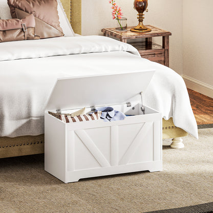 Bedroom Storage Chest 100 L Storage Bench with Safety Hinge for Hallway Living Room 80x40x45 cm White