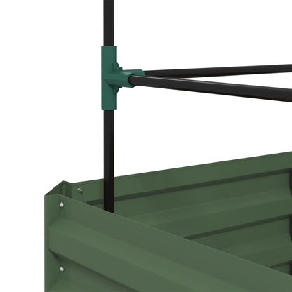 Raised Bed with Trellis, Flower Box with Open Bottom, Vegetable Bed, Plant Box, Herb Bed for Garden, Balcony, Galvanized Steel, Green, 61 x 61 x 140 cm