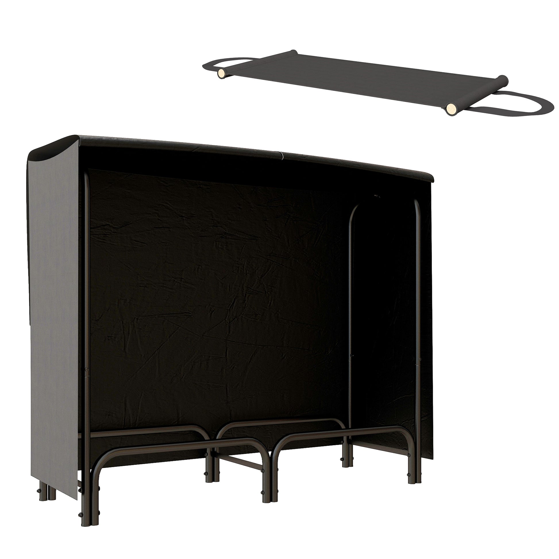 Firewood Rack Metal 120 x 36 x 99cm Firewood Rack with Waterproof Cover Protective Cover Outdoor Wood Rack up to 150kg Firewood Rack for Firewood, Fireplace Wood Storage for Garden Outside Black