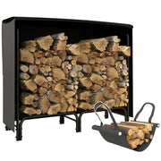 Firewood Rack Metal 120 x 36 x 99cm Firewood Rack with Waterproof Cover Protective Cover Outdoor Wood Rack up to 150kg Firewood Rack for Firewood, Fireplace Wood Storage for Garden Outside Black