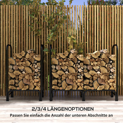 Firewood Rack Metal 120 x 36 x 99cm Firewood Rack with Waterproof Cover Protective Cover Outdoor Wood Rack up to 150kg Firewood Rack for Firewood, Fireplace Wood Storage for Garden Outside Black