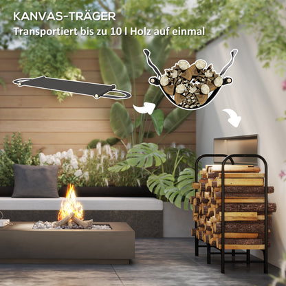 Firewood Rack Metal 120 x 36 x 99cm Firewood Rack with Waterproof Cover Protective Cover Outdoor Wood Rack up to 150kg Firewood Rack for Firewood, Fireplace Wood Storage for Garden Outside Black