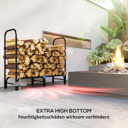 Firewood Rack Metal 120 x 36 x 99cm Firewood Rack with Waterproof Cover Protective Cover Outdoor Wood Rack up to 150kg Firewood Rack for Firewood, Fireplace Wood Storage for Garden Outside Black