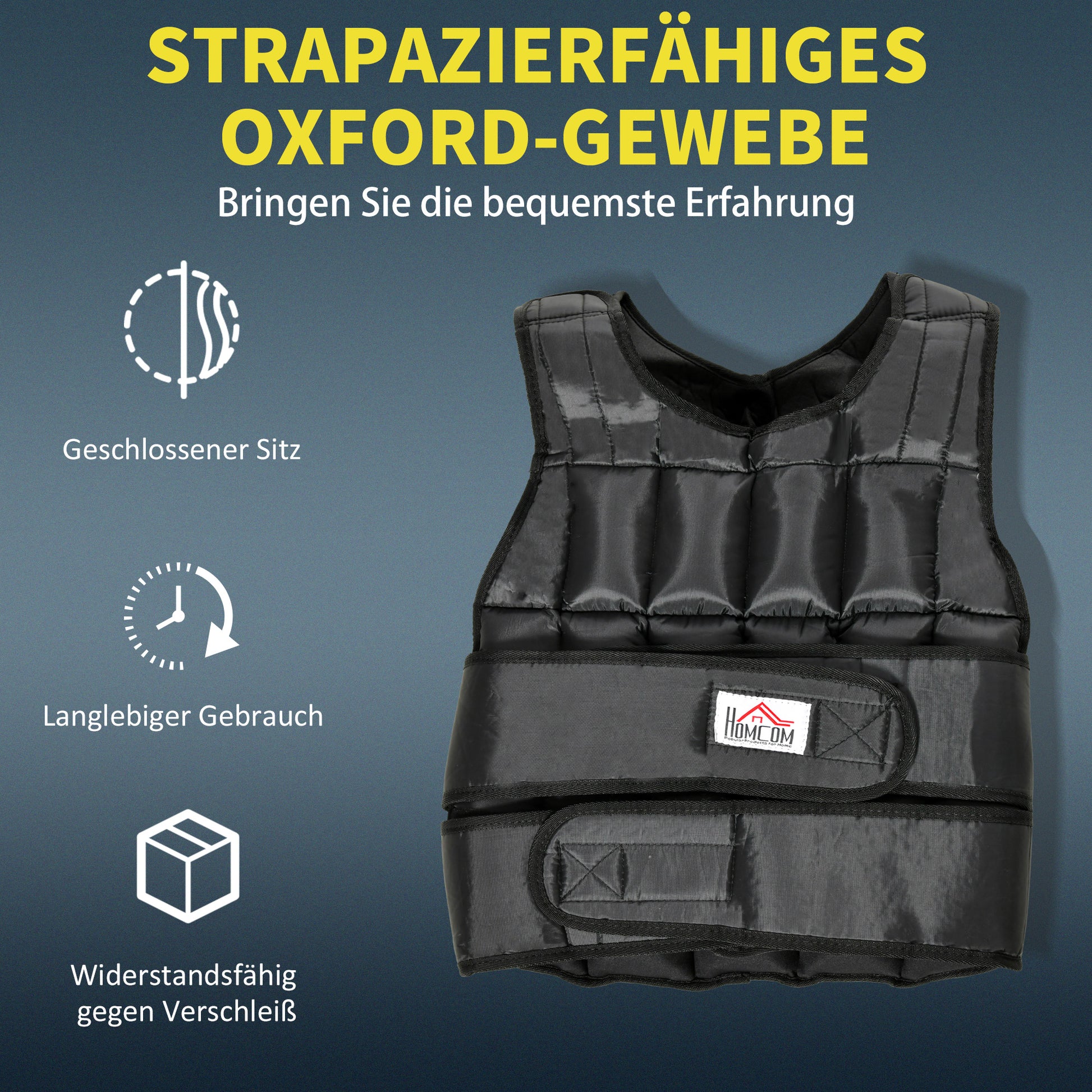 30 kg Weight Vest Training Vest with 35 Weight Bags Adjustable Strength Training Fitness Oxford Metal Black 60 x 50 cm