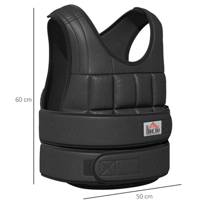30 kg Weight Vest Training Vest with 35 Weight Bags Adjustable Strength Training Fitness Oxford Metal Black 60 x 50 cm