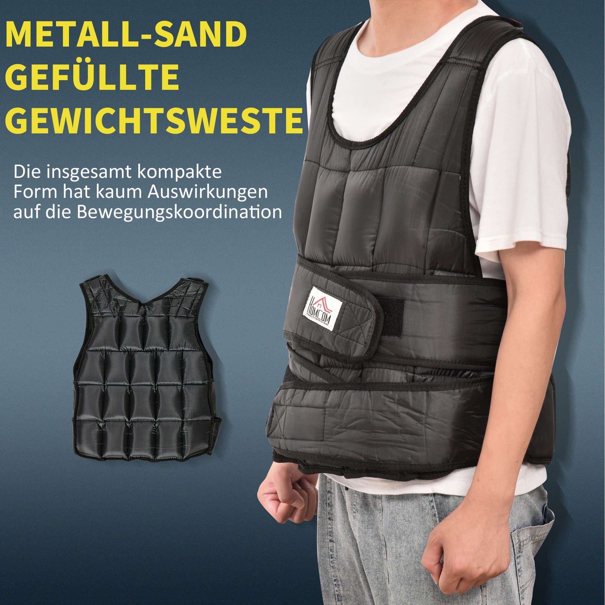 30 kg Weight Vest Training Vest with 35 Weight Bags Adjustable Strength Training Fitness Oxford Metal Black 60 x 50 cm