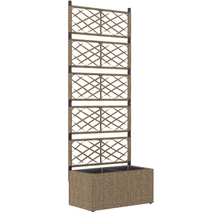 Rattan Planter with Trellis Large Outdoor Planter with Trellis 2 Removable Planters for Climbing Plants for Garden Patio Terrace 57x30x150 cm Natural