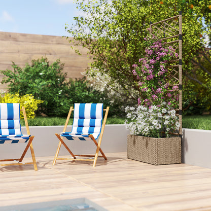 Rattan Planter with Trellis Large Outdoor Planter with Trellis 2 Removable Planters for Climbing Plants for Garden Patio Terrace 57x30x150 cm Natural