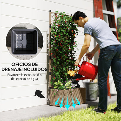 Rattan Planter with Trellis Large Outdoor Planter with Trellis 2 Removable Planters for Climbing Plants for Garden Patio Terrace 57x30x150 cm Natural