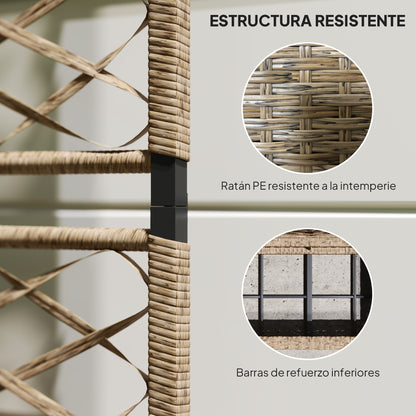 Rattan Planter with Trellis Large Outdoor Planter with Trellis 2 Removable Planters for Climbing Plants for Garden Patio Terrace 57x30x150 cm Natural