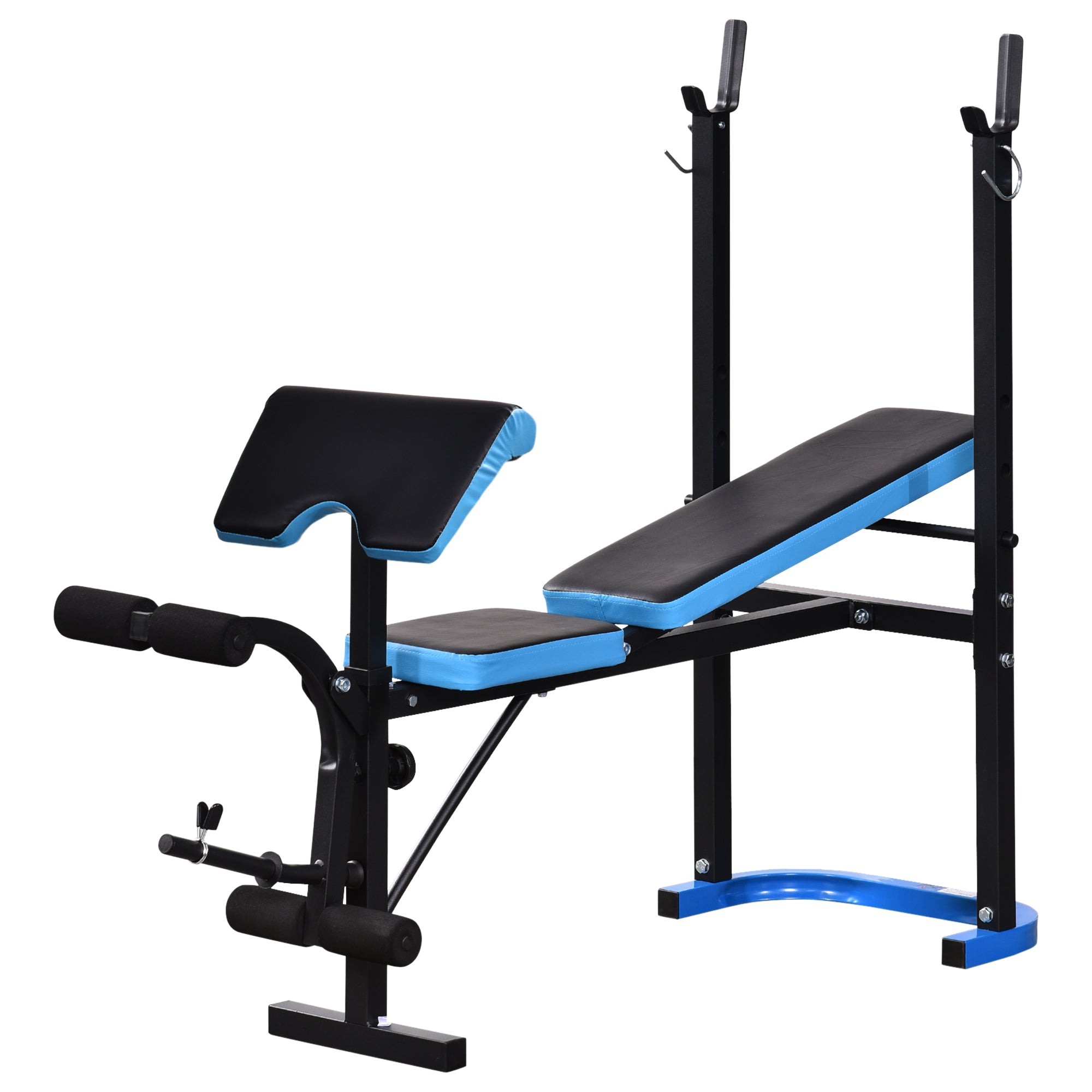 Multifunctional Weight Bench with Bar Support and Adjustable Backrest for Full Body Workouts at Home Gym Black and Blue
