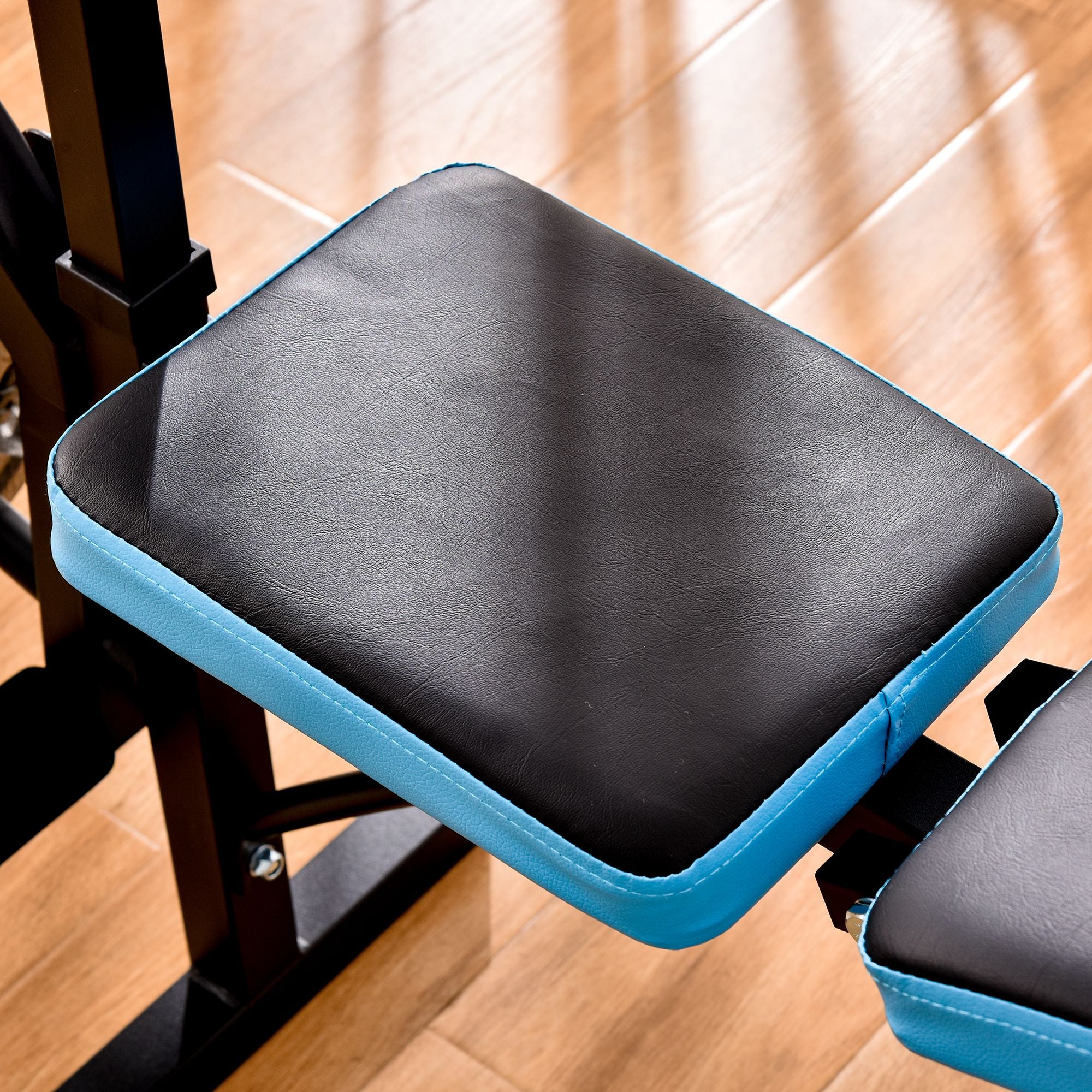 Multifunctional Weight Bench with Bar Support and Adjustable Backrest for Full Body Workouts at Home Gym Black and Blue