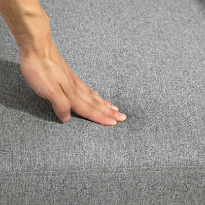 Single Sofa Upholstered in Linen with Wooden Armrests Padded Backrest Supports up to 130 kg Armchair for Living Room Bedroom Light Gray