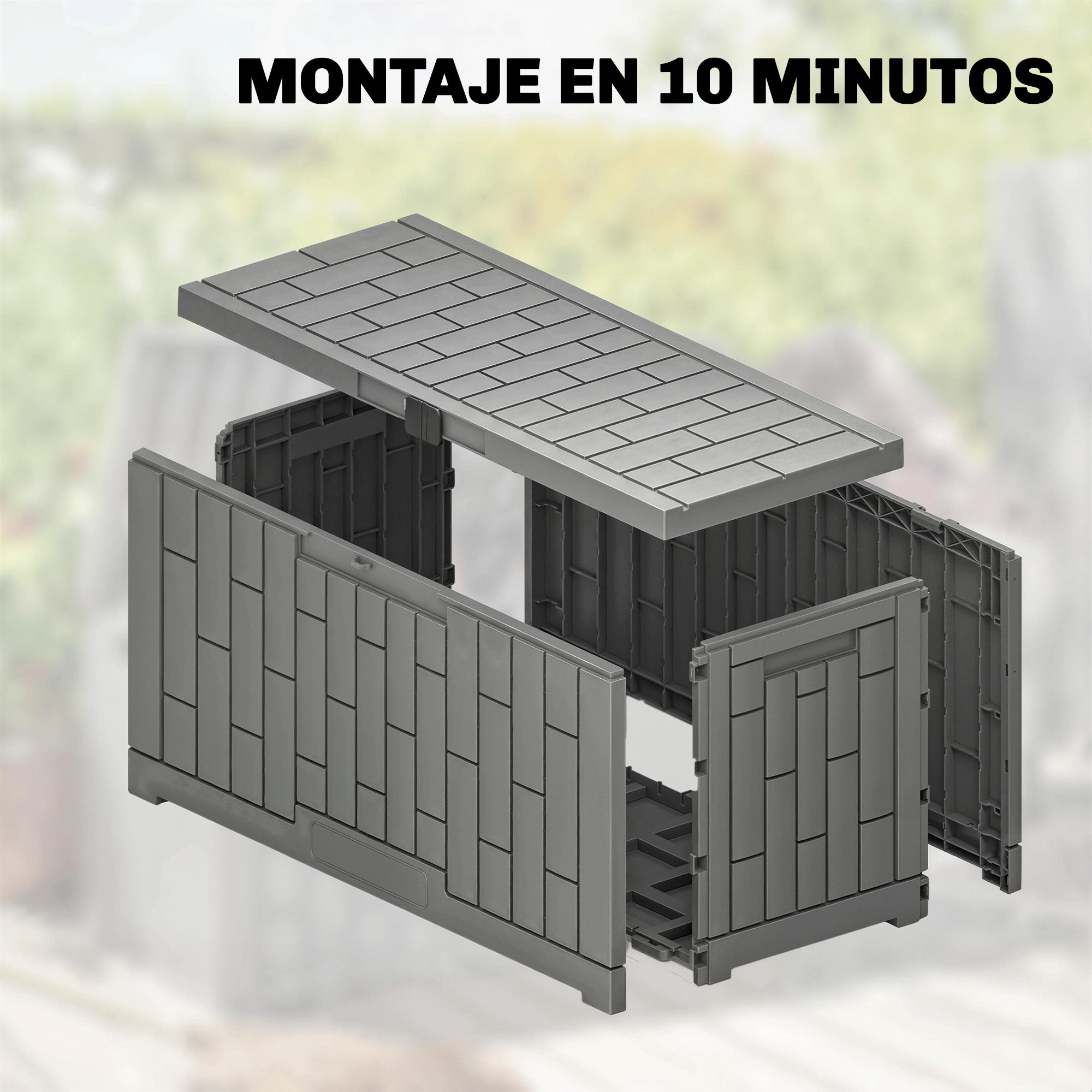 227 L Outdoor Storage Chest, Water & UV-Resistant Resin Storage Box with Lock for Garden, Terrace, Patio, 106.5 x 43 x 54.5 cm (42in x 17in x 21.5in), Gray