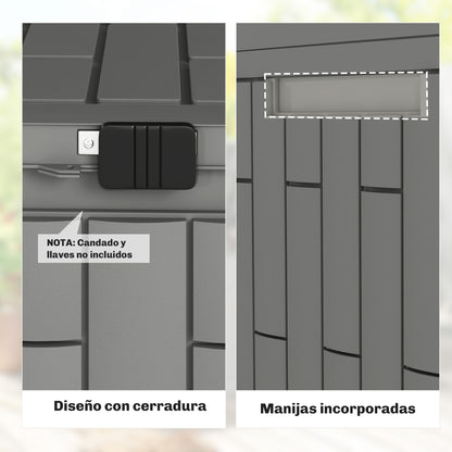 227 L Outdoor Storage Chest, Water & UV-Resistant Resin Storage Box with Lock for Garden, Terrace, Patio, 106.5 x 43 x 54.5 cm (42in x 17in x 21.5in), Gray