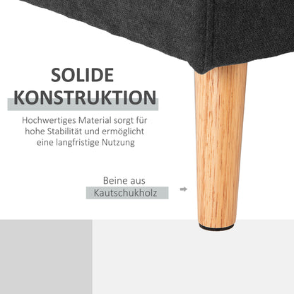 L-shaped Fabric Sofa, Couch Set in Linen Look, Corner Sofa with Chaise Longue for 3 People, Corner Couch for Living Room, Black, 193 x 136 x 85 cm