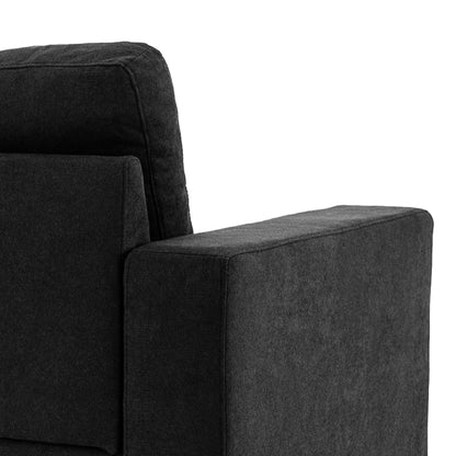L-shaped Fabric Sofa, Couch Set in Linen Look, Corner Sofa with Chaise Longue for 3 People, Corner Couch for Living Room, Black, 193 x 136 x 85 cm