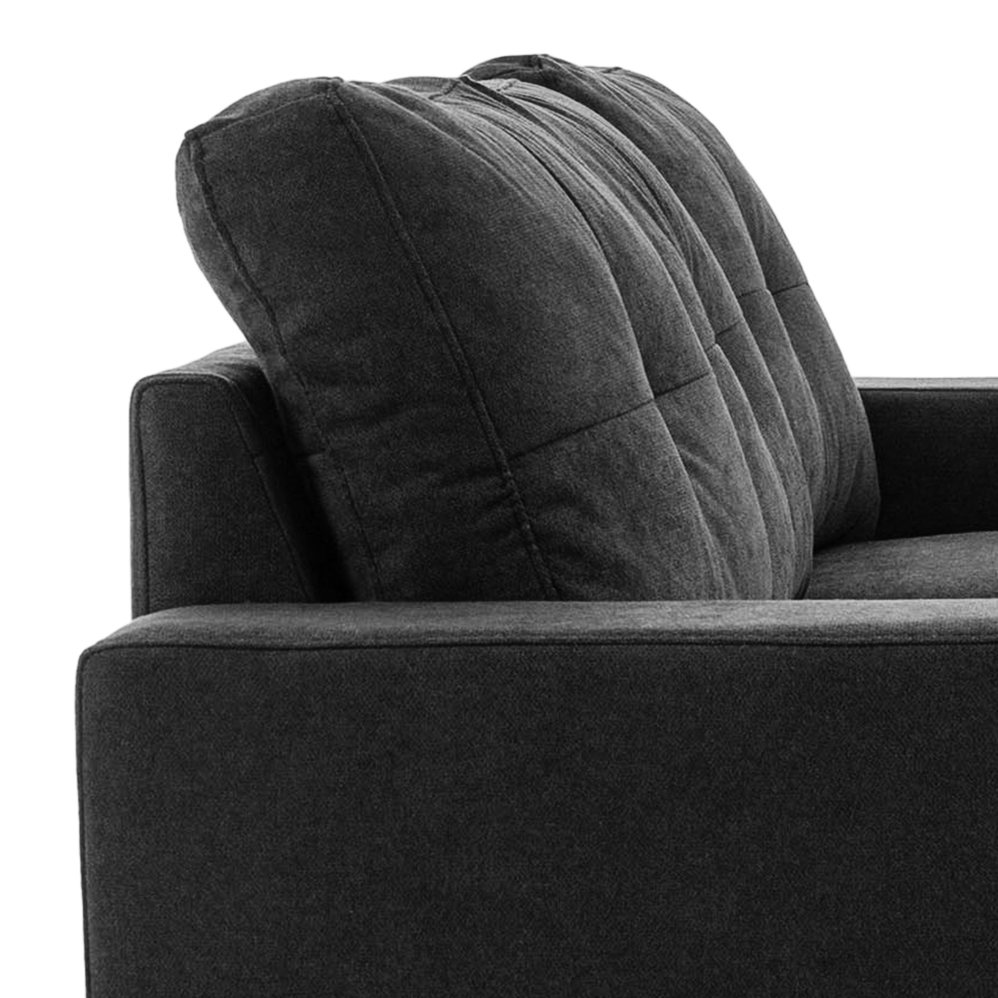 L-shaped Fabric Sofa, Couch Set in Linen Look, Corner Sofa with Chaise Longue for 3 People, Corner Couch for Living Room, Black, 193 x 136 x 85 cm