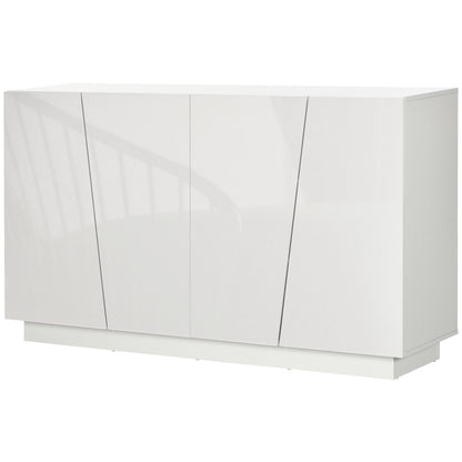 Storage Sideboard Cabinet with Doors and Adjustable Shelf, Storage Wardrobe for Living Room, Kitchen, Bedroom, 150 x 40 x 88 cm, White Gloss