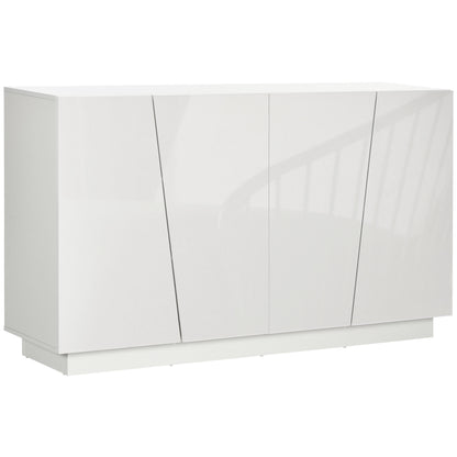 Storage Sideboard Cabinet with Doors and Adjustable Shelf, Storage Wardrobe for Living Room, Kitchen, Bedroom, 150 x 40 x 88 cm, White Gloss