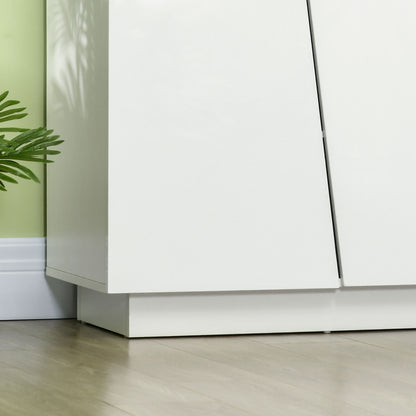 Storage Sideboard Cabinet with Doors and Adjustable Shelf, Storage Wardrobe for Living Room, Kitchen, Bedroom, 150 x 40 x 88 cm, White Gloss