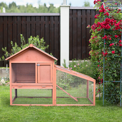 Small Animal Cage with Asphalt Roof Run Hutch Double Decker Natural Tannenholz 144 x 64.5 x 100 cm