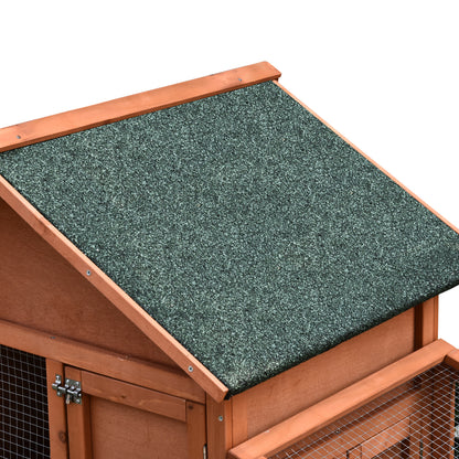 Small Animal Cage with Asphalt Roof Run Hutch Double Decker Natural Tannenholz 144 x 64.5 x 100 cm