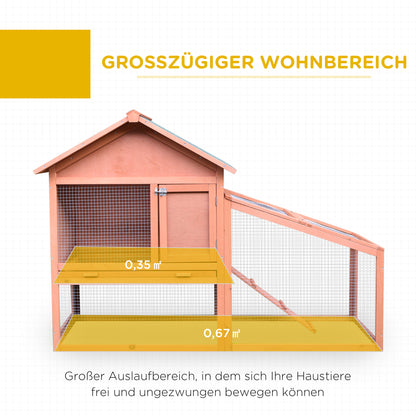 Small Animal Cage with Asphalt Roof Run Hutch Double Decker Natural Tannenholz 144 x 64.5 x 100 cm