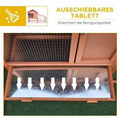 Small Animal Cage with Asphalt Roof Run Hutch Double Decker Natural Tannenholz 144 x 64.5 x 100 cm