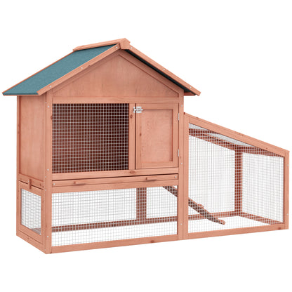 Small Animal Cage with Asphalt Roof Run Hutch Double Decker Natural Tannenholz 144 x 64.5 x 100 cm