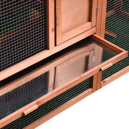 Small Animal Cage with Asphalt Roof Run Hutch Double Decker Natural Tannenholz 144 x 64.5 x 100 cm