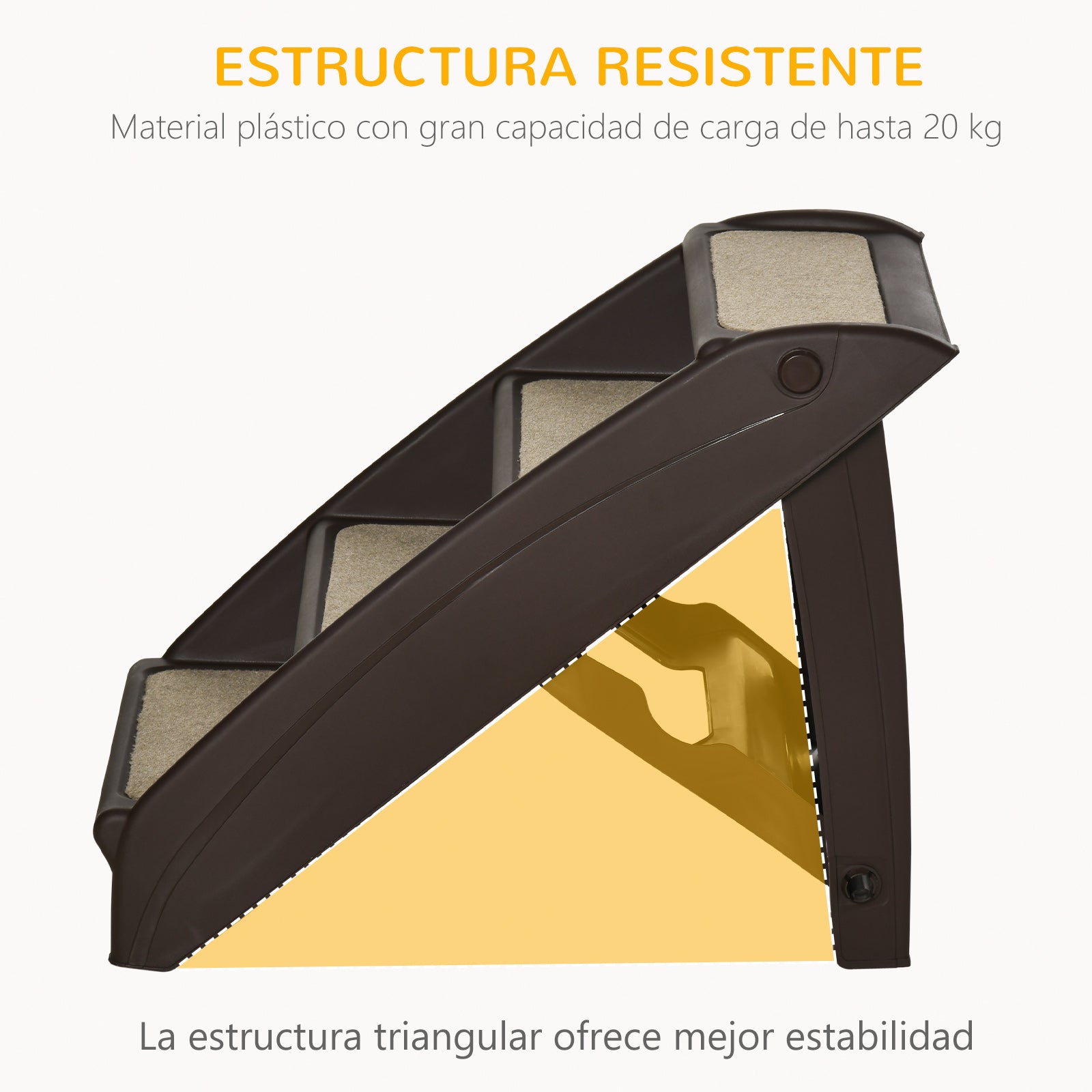Foldable Pet Stairs with 4 Steps for Dogs Cats Portable with Anti-Slip Mats for Bed Sofa Load 20 kg 62x38x49.5 cm Dark Brown