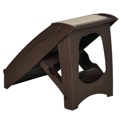 Foldable Pet Stairs with 4 Steps for Dogs Cats Portable with Anti-Slip Mats for Bed Sofa Load 20 kg 62x38x49.5 cm Dark Brown