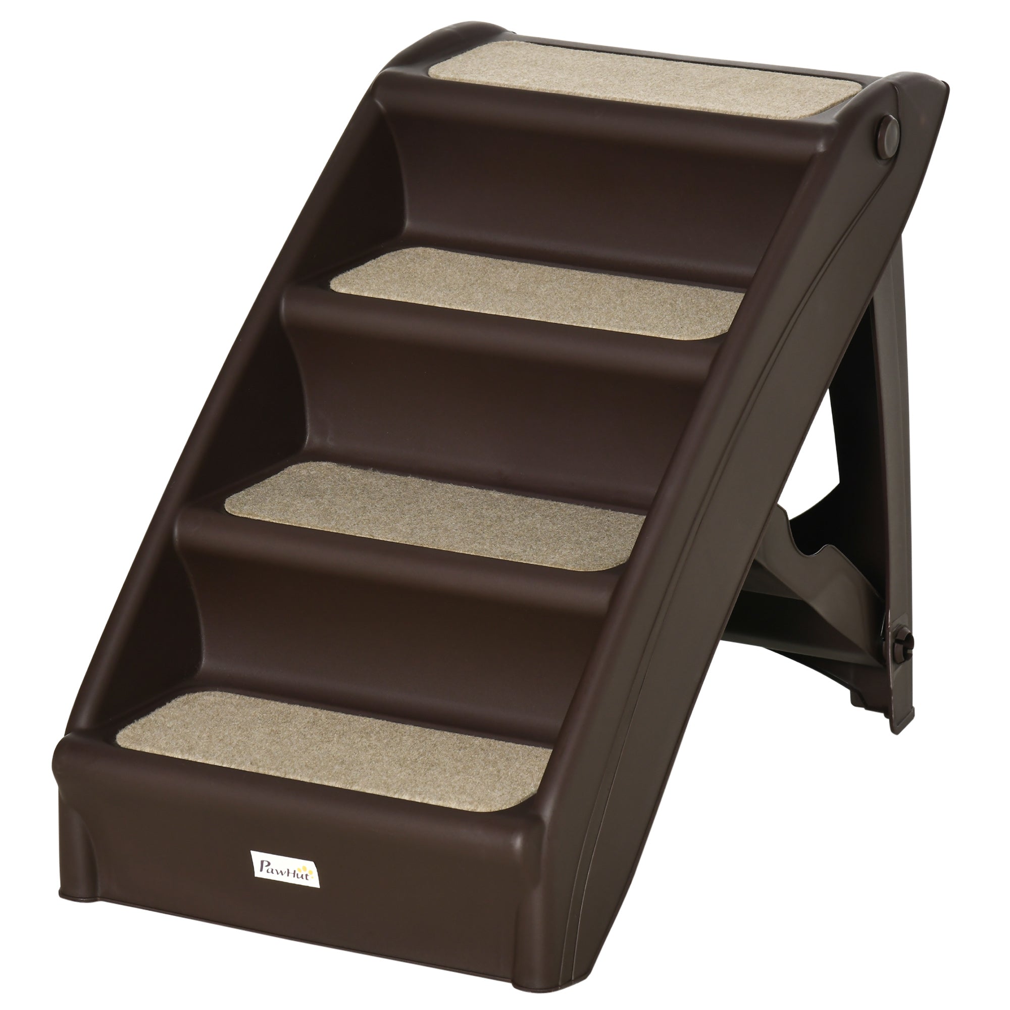 Foldable Pet Stairs with 4 Steps for Dogs Cats Portable with Anti-Slip Mats for Bed Sofa Load 20 kg 62x38x49.5 cm Dark Brown