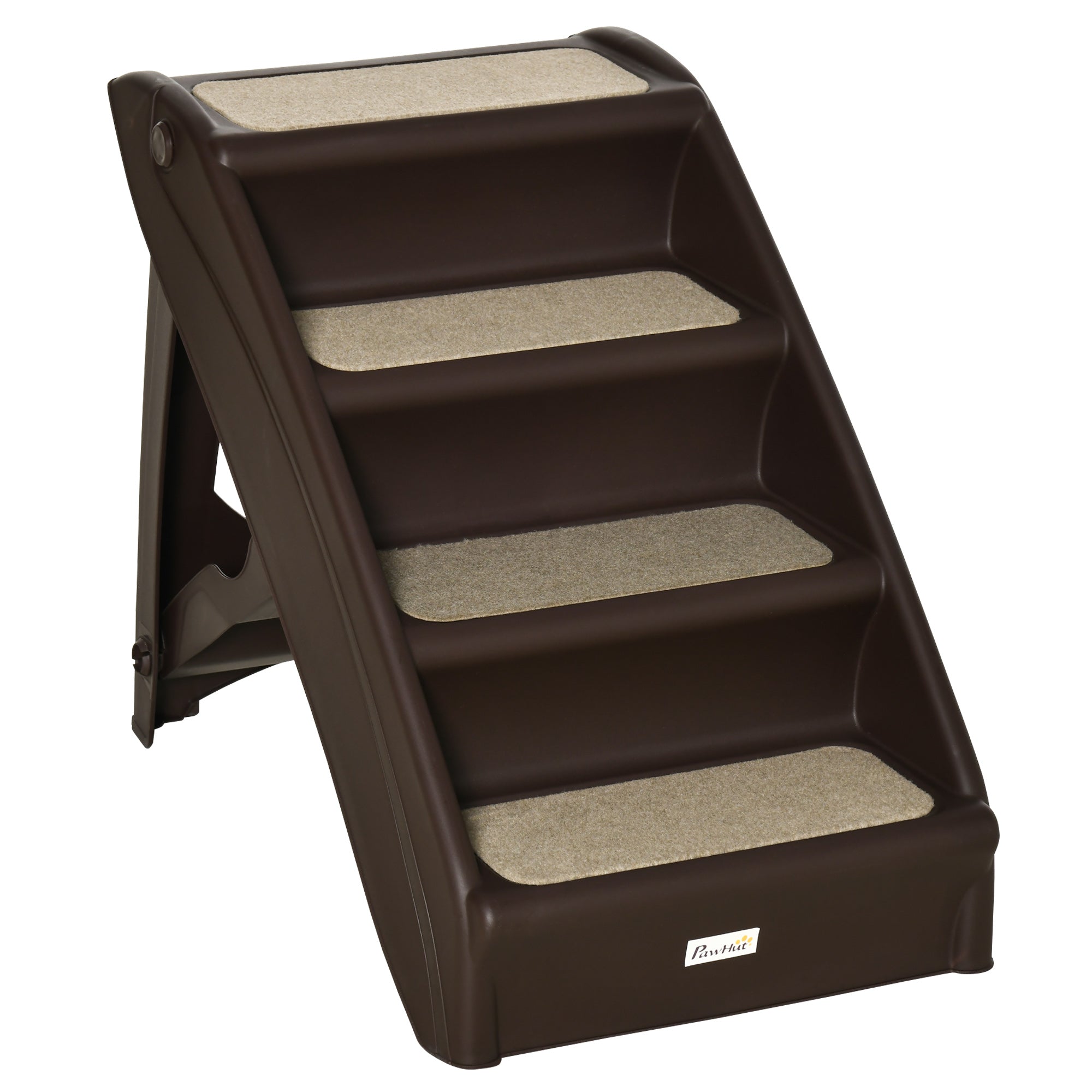 Foldable Pet Stairs with 4 Steps for Dogs Cats Portable with Anti-Slip Mats for Bed Sofa Load 20 kg 62x38x49.5 cm Dark Brown